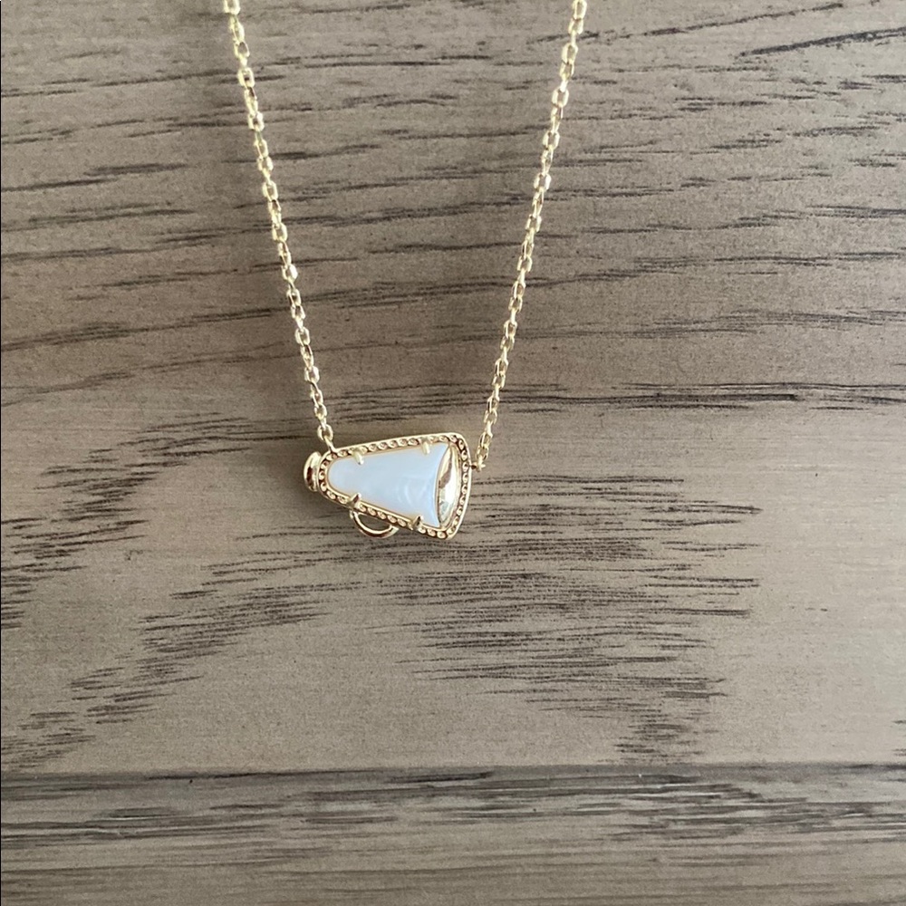Gold and White Minimalist Necklace with Triangular Pendant